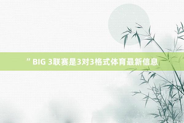 ”BIG 3联赛是3对3格式体育最新信息