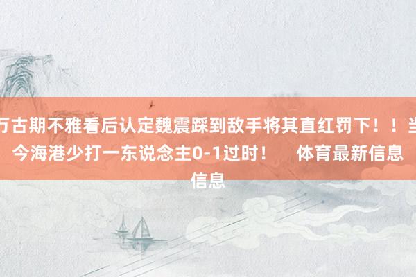 万古期不雅看后认定魏震踩到敌手将其直红罚下！！当今海港少打一东说念主0-1过时！    体育最新信息