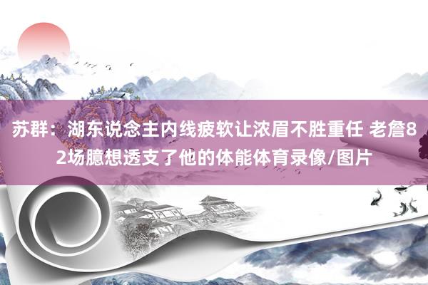 苏群：湖东说念主内线疲软让浓眉不胜重任 老詹82场臆想透支了他的体能体育录像/图片