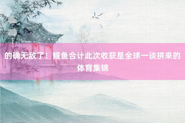 的确无敌了！鳗鱼合计此次收获是全球一谈拼来的体育集锦