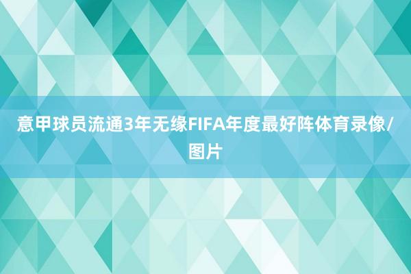 意甲球员流通3年无缘FIFA年度最好阵体育录像/图片