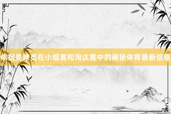 依据是球员在小组赛和淘汰赛中的阐扬体育最新信息