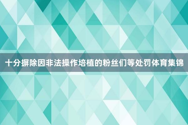 十分摒除因非法操作培植的粉丝们等处罚体育集锦
