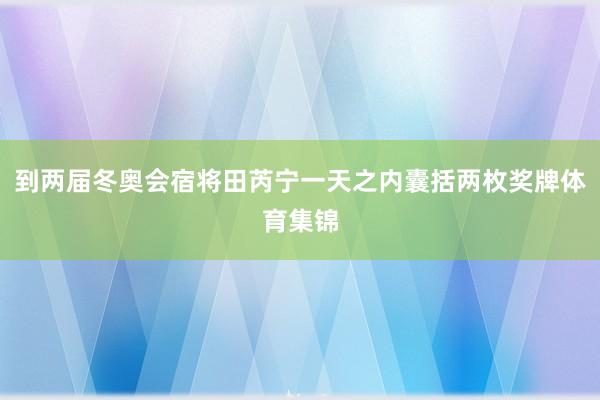 到两届冬奥会宿将田芮宁一天之内囊括两枚奖牌体育集锦