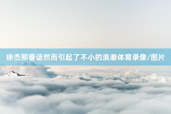徐杰那番话然而引起了不小的浪潮体育录像/图片