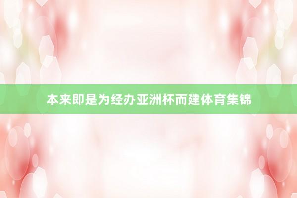 本来即是为经办亚洲杯而建体育集锦