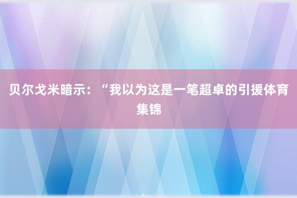 贝尔戈米暗示：“我以为这是一笔超卓的引援体育集锦
