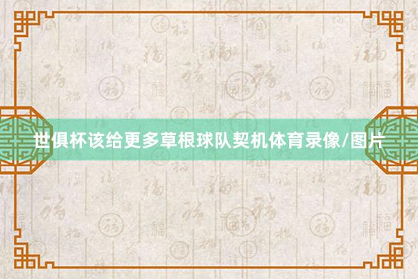 世俱杯该给更多草根球队契机体育录像/图片