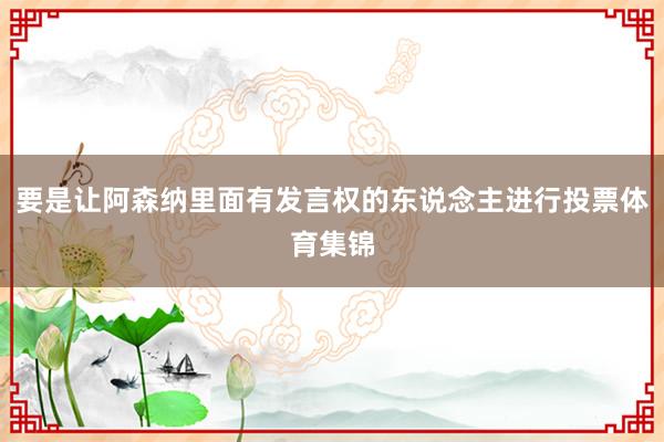 要是让阿森纳里面有发言权的东说念主进行投票体育集锦