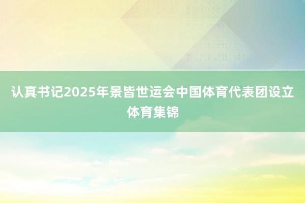 认真书记2025年景皆世运会中国体育代表团设立体育集锦