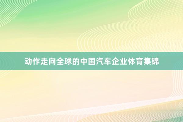动作走向全球的中国汽车企业体育集锦