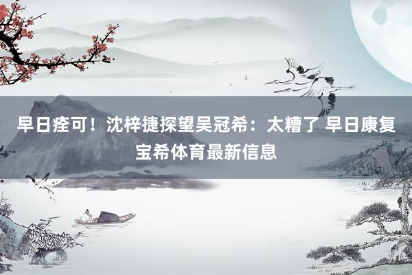 早日痊可！沈梓捷探望吴冠希：太糟了 早日康复宝希体育最新信息