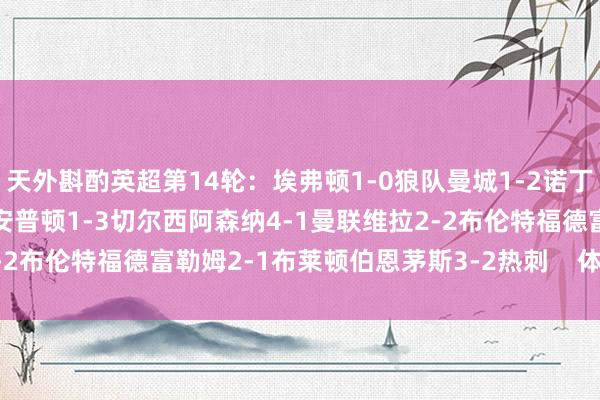 天外斟酌英超第14轮：埃弗顿1-0狼队曼城1-2诺丁汉丛林纽卡0-2利物浦南安普顿1-3切尔西阿森纳4-1曼联维拉2-2布伦特福德富勒姆2-1布莱顿伯恩茅斯3-2热刺    体育录像/图片